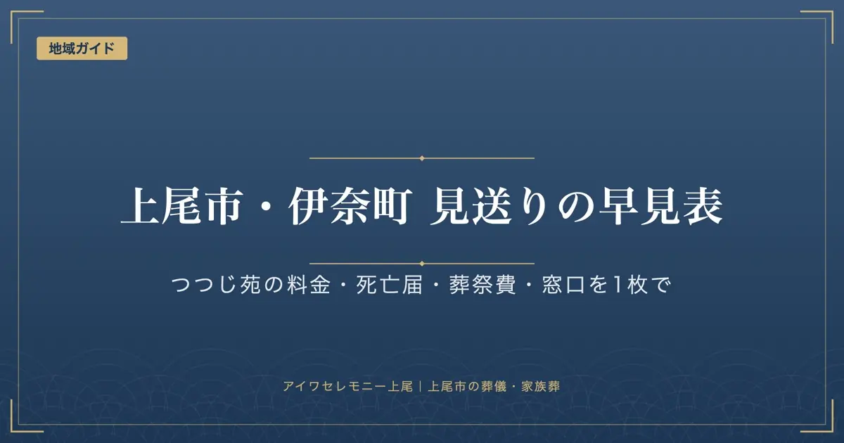 上尾市・伊奈町で見送るときの早見表|つつじ苑の料金、死亡届、葬祭費、窓口