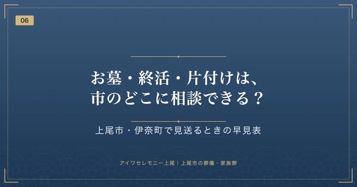 お墓・終活・片付けは、市のどこに相談できる?