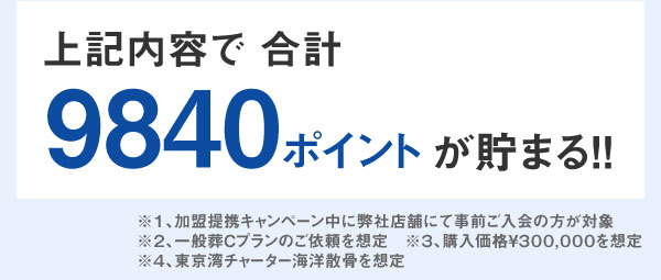 上記内容で 合計9840ポイントが貯まる！！